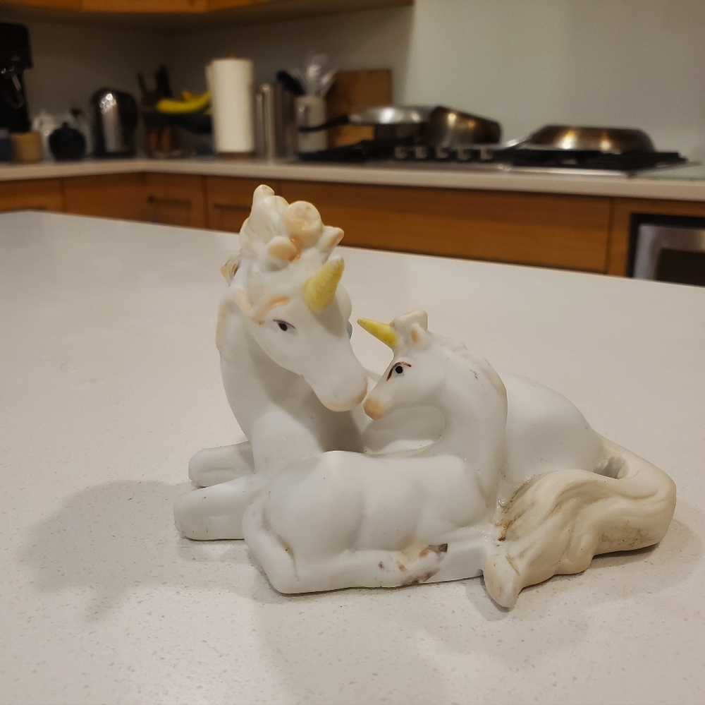 Vintage Unicorn and Baby Figurine